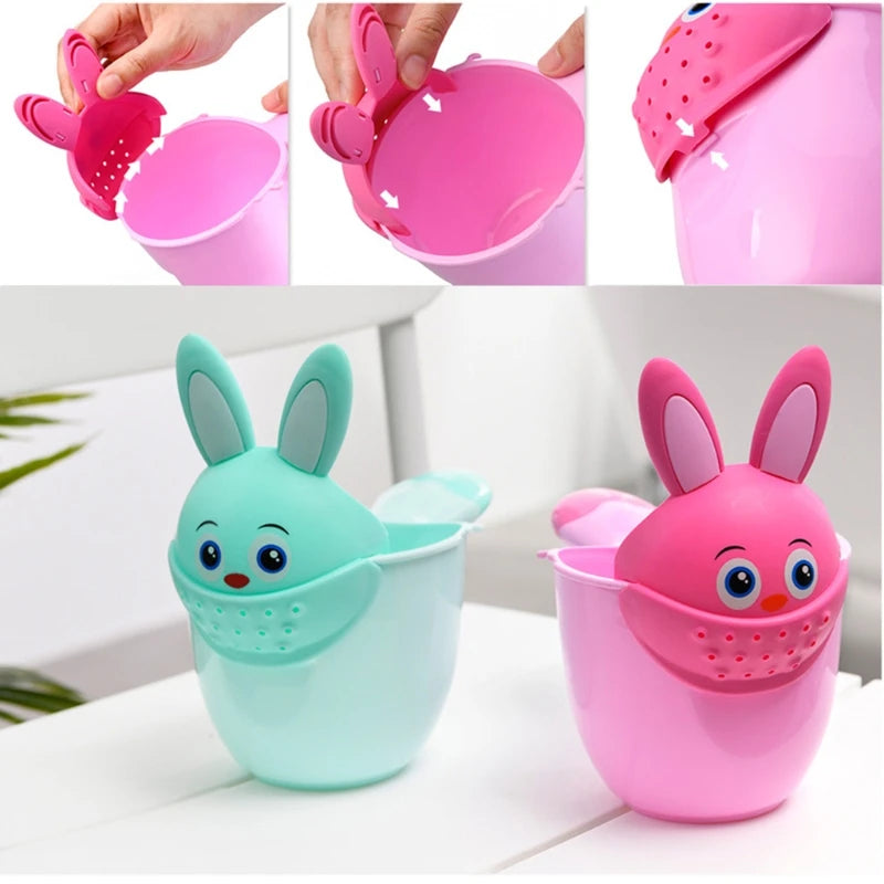 Baby Bath Waterfall Rinser Kids Shampoo Rinse Cup Cartoon Shower Washing for Head Watering Spoon Bathing Cups