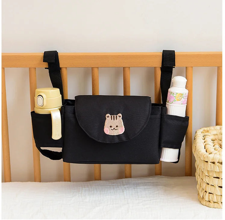 Baby stroller hanging bag cartoon bear storage bag Stroller basket hanging bag baby roller