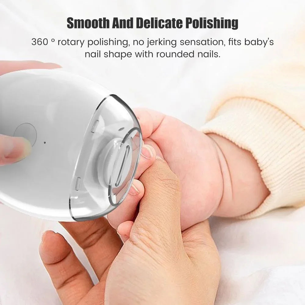 Automatic Nail Grinder Electric Nail Polish Trimmer Rechargeable Grinder Nail Tip Clipper Cutter with Light for Baby Kid Child