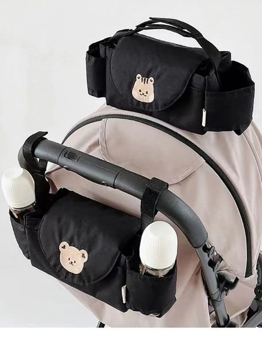 Baby stroller hanging bag cartoon bear storage bag Stroller basket hanging bag baby roller