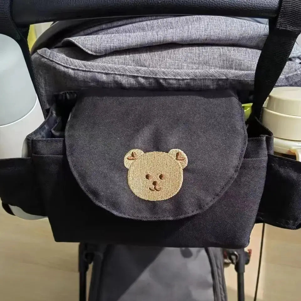 Baby stroller hanging bag cartoon bear storage bag Stroller basket hanging bag baby roller