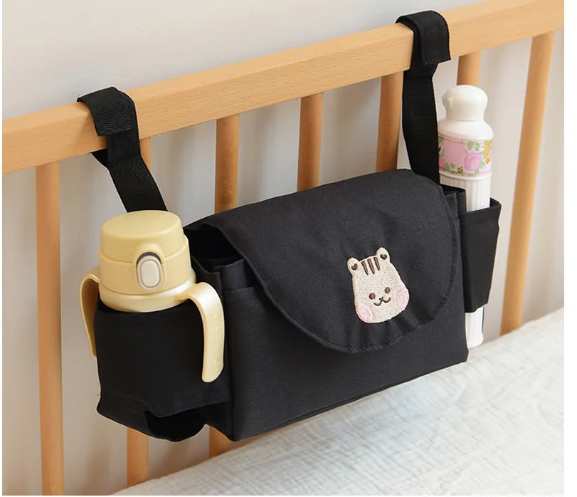 Baby stroller hanging bag cartoon bear storage bag Stroller basket hanging bag baby roller