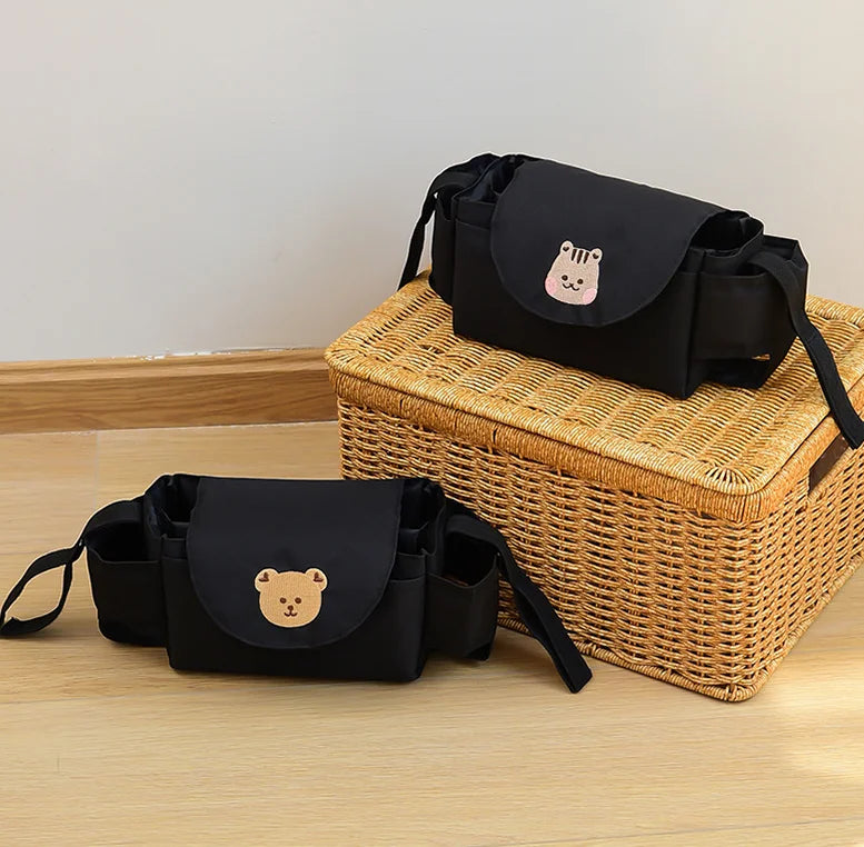 Baby stroller hanging bag cartoon bear storage bag Stroller basket hanging bag baby roller