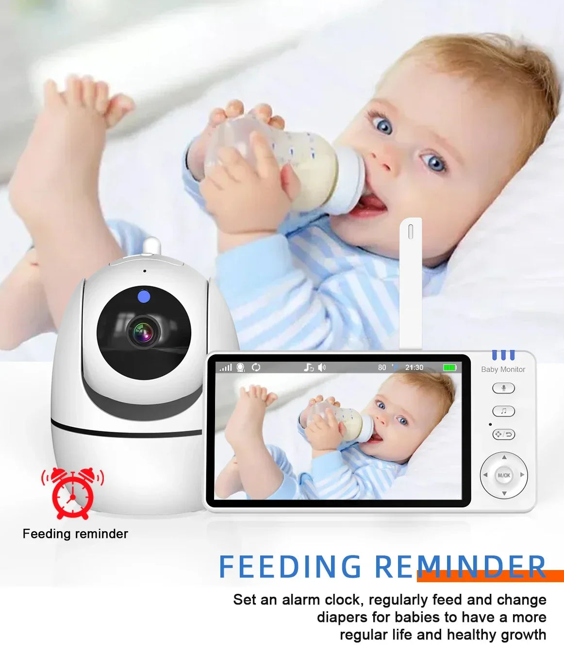 5 Inch Video Baby Monitor With Camera PTZ Zoom Babyphone Cam Security Protection Surveillance Cameras Temperature Sensor Lullaby