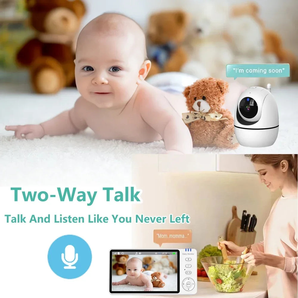 5 Inch Video Baby Monitor With Camera PTZ Zoom Babyphone Cam Security Protection Surveillance Cameras Temperature Sensor Lullaby