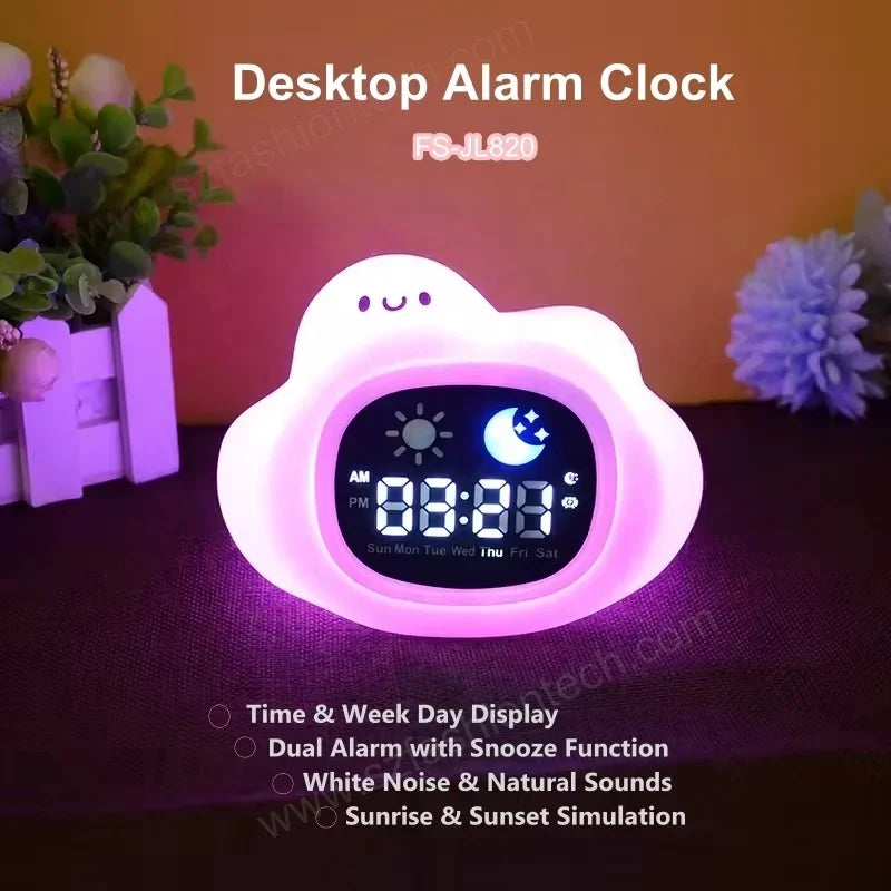 Adorable Cloud Shape Baby Kid Adult White noise Sound Machine Smart Wake Up Light sleep trainer Alarm Clock night lamp